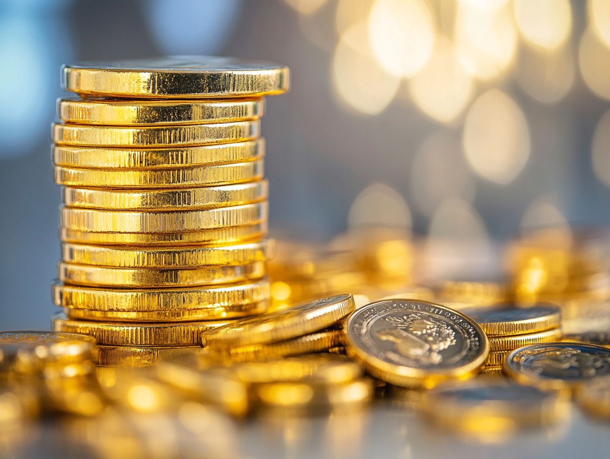 Comparison of gold bullion and gold coins as investment options.