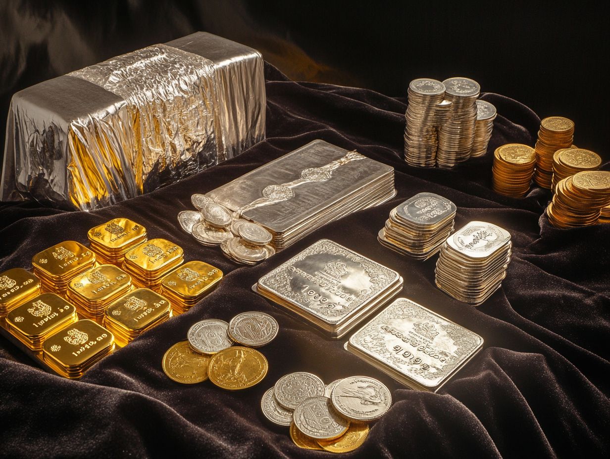 Diverse types of precious metals for investment