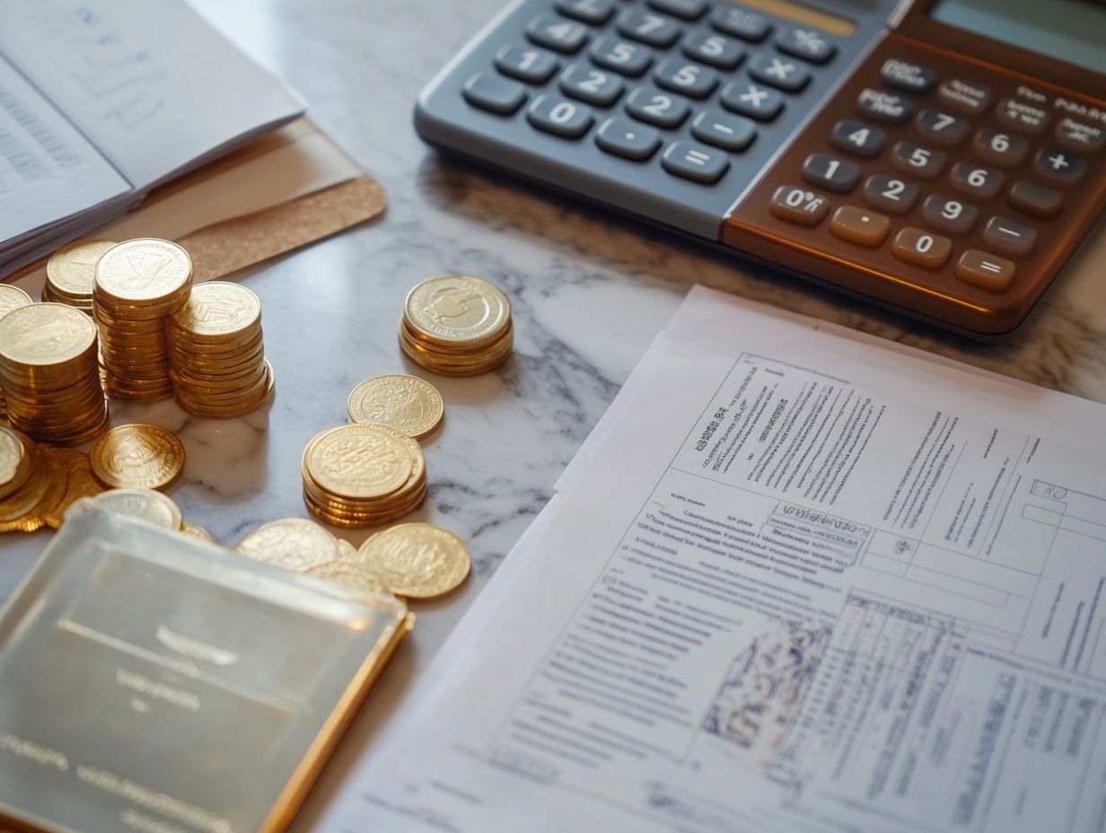 Visual representation of tax strategies for investing in precious metals.