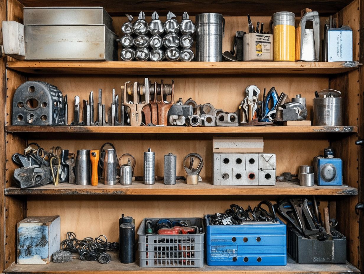 Wall-mounted storage options for metal organization.