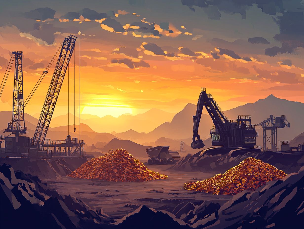 An illustration depicting FAQs about gold mining.