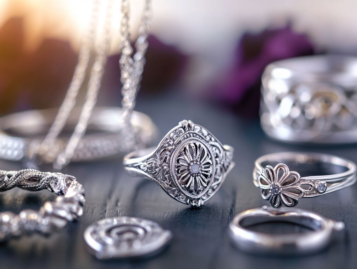 A collection of different types of platinum jewelry