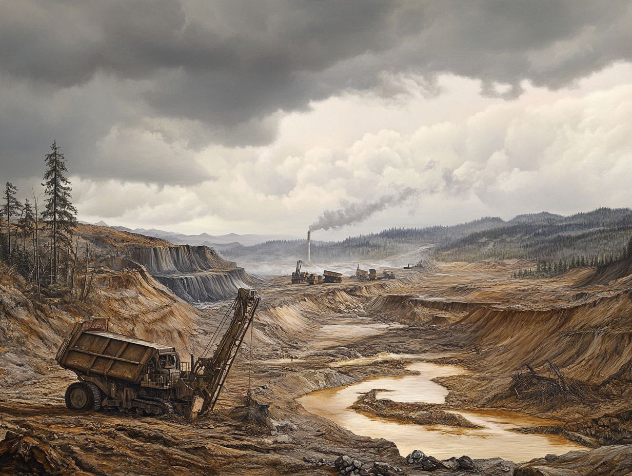 Visual representation of key environmental impacts of gold mining.